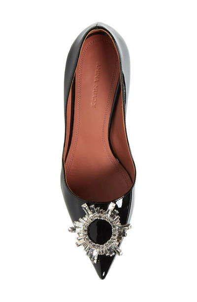 Shop Amina Muaddi Begum Brooch Pump In Black Patent