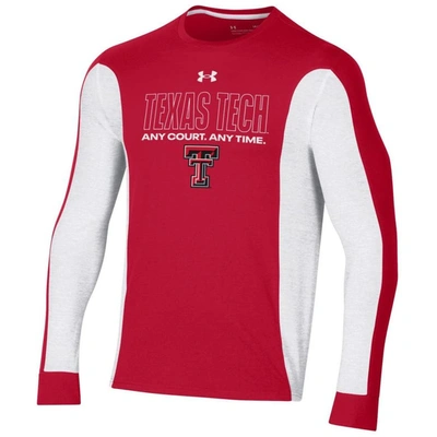 Shop Under Armour Red Texas Tech Red Raiders On-court Shooter Bench Long Sleeve T-shirt