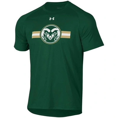Shop Under Armour Green Colorado State Rams Logo Stripe Performance Raglan T-shirt