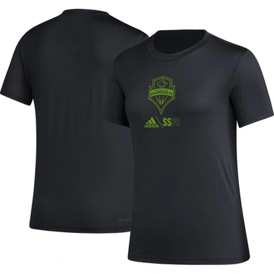Shop Adidas Originals Adidas Black Seattle Sounders Fc Aeroready Club Icon T-shirt