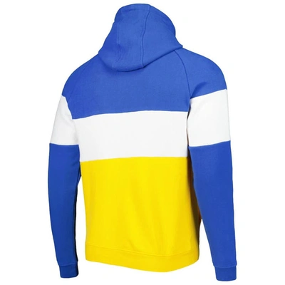 Shop New Era Gold/royal Los Angeles Rams Colorblock Current Pullover Hoodie