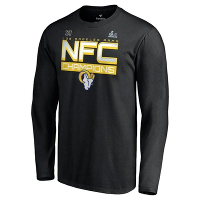 Shop Fanatics Branded Black Los Angeles Rams 2021 Nfc Champions Iconic Slant Long Sleeve T-shirt