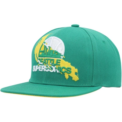 Shop Mitchell & Ness Green Seattle Supersonics Hardwood Classics Paint By Numbers Snapback Hat