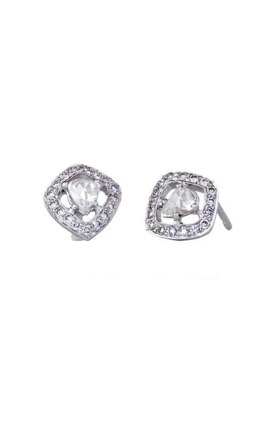 Shop Sethi Couture Rose-cut Diamond Stud Earrings In White Gold/ Diamond