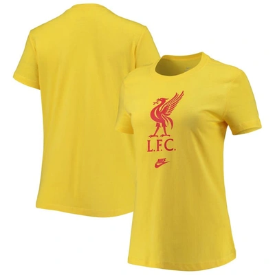 Shop Nike Yellow Liverpool Crest T-shirt