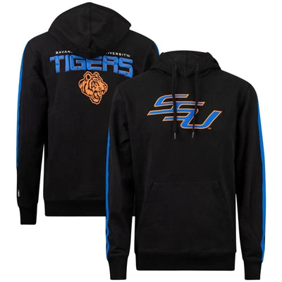 Shop Fisll Black Savannah State Tigers Oversized Stripes Pullover Hoodie