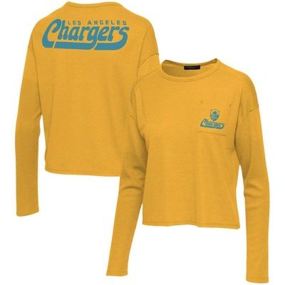 Shop Junk Food Gold Los Angeles Chargers Pocket Thermal Long Sleeve T-shirt