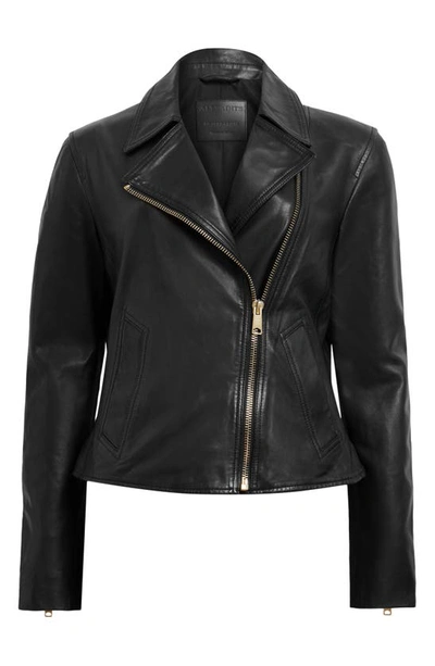 Shop Allsaints Vela Leather Biker Jacket In Black