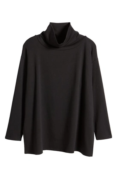 Shop Eileen Fisher Cowl Neck Long Sleeve Tunic In Black