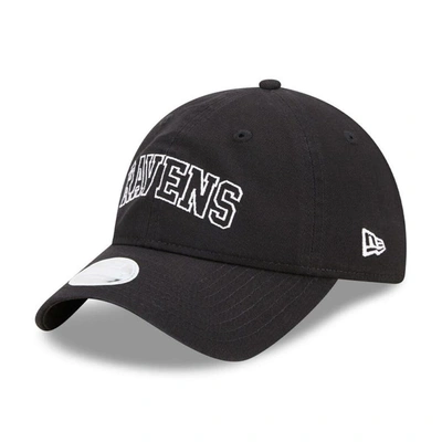 Shop New Era Black Baltimore Ravens Collegiate 9twenty Adjustable Hat