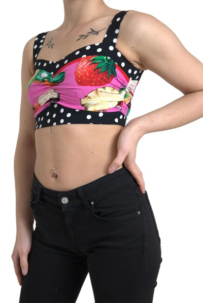 Dolce & Gabbana Multicolor Silk Cropped Bustier Corset Top In Multicolor