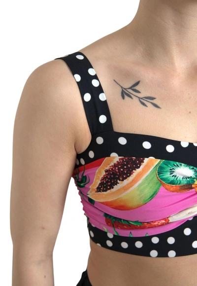 Dolce & Gabbana Multicolor Silk Cropped Bustier Corset Top In Multicolor