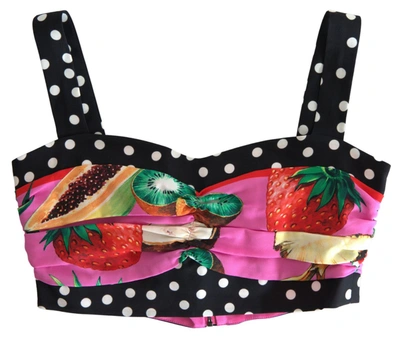 Dolce & Gabbana Multicolor Silk Cropped Bustier Corset Top In Multicolor