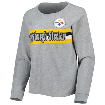 Shop Outerstuff Juniors Heathered Gray Pittsburgh Steelers All Striped Up Raglan Long Sleeve T-shirt In Heather Gray