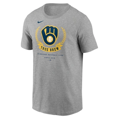 Shop Nike Heathered Gray Milwaukee Brewers True Brew Local Team T-shirt In Heather Gray