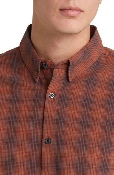 Shop Billy Reid Tuscumbia Shadow Plaid Regular Fit Cotton Button-up Shirt In Black/ Rust