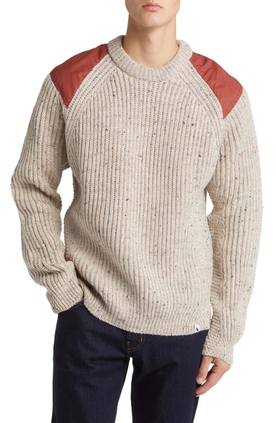 Shop Peregrine Commando Shoulder Patch Wool Sweater In Skiddaw