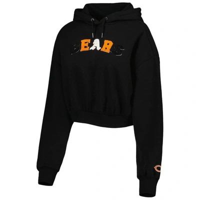 Shop The Wild Collective Black Chicago Bears Cropped Pullover Hoodie