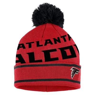 Shop Wear By Erin Andrews Red Atlanta Falcons Double Jacquard Cuffed Knit Hat With Pom And Gloves Set