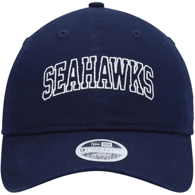 Shop New Era Navy Seattle Seahawks Collegiate 9twenty Adjustable Hat