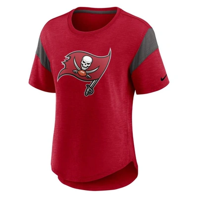 Nike Heathered Red Tampa Bay Buccaneers Primary Logo Slub Fashion Top In Heather Red