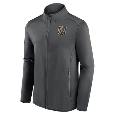 Shop Fanatics Branded Gray Vegas Golden Knights Authentic Pro Rink Fleece Full-zip Jacket In Black