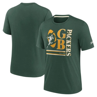 Shop Nike Green Green Bay Packers Wordmark Logo Tri-blend T-shirt