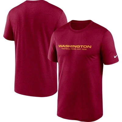 Shop Nike Burgundy Washington Football Team Logo Essential Legend Team Performance T-shirt