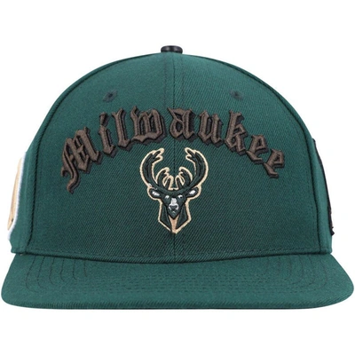 Shop Pro Standard Hunter Green Milwaukee Bucks Old English Snapback Hat