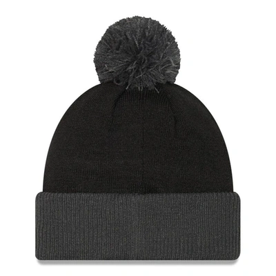 Shop New Era Black/gray Brooklyn Nets Confident Cuffed Knit Hat With Pom
