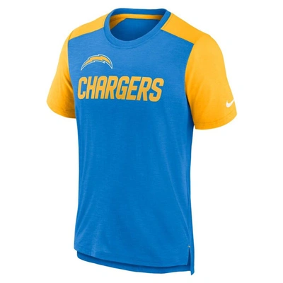 Shop Nike Heathered Powder Blue/heathered Gold Los Angeles Chargers Color Block Team Name T-shirt