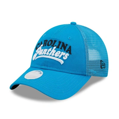 Shop New Era Blue Carolina Panthers Team Trucker 9forty Snapback Hat