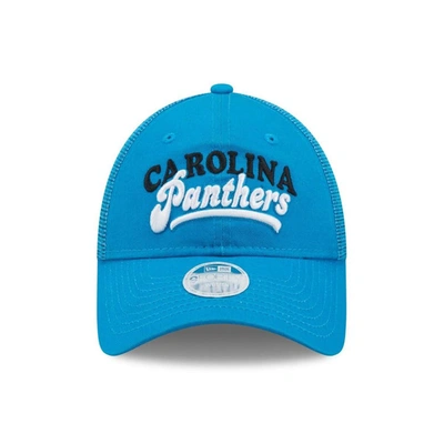 Shop New Era Blue Carolina Panthers Team Trucker 9forty Snapback Hat