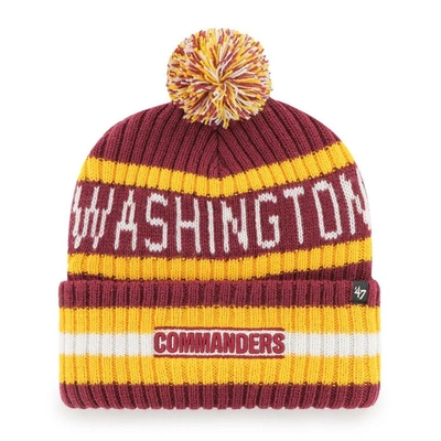 Shop 47 '  Burgundy Washington Commanders Bering Cuffed Knit Hat With Pom