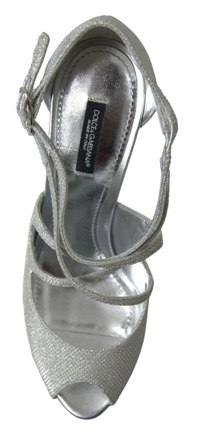 Shop Dolce & Gabbana Silver Shimmers Sandals Heel Pumps Women's Shoes