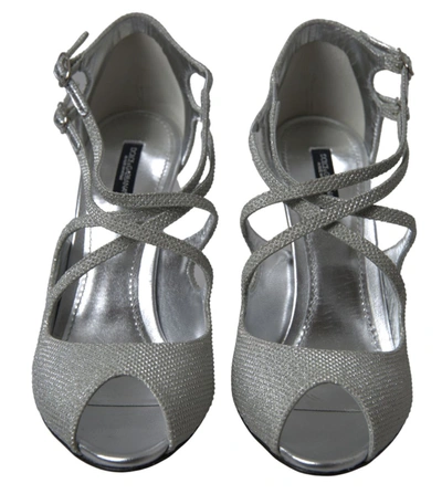 Shop Dolce & Gabbana Silver Shimmers Sandals Heel Pumps Women's Shoes