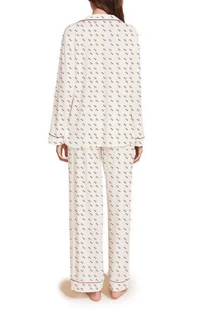 Shop Eberjey Gisele Print Jersey Knit Pajamas In Triple Heart Multi/ Haute Red