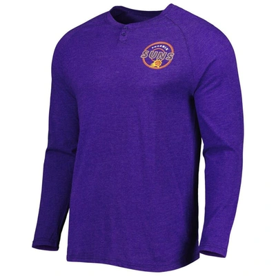 Shop Concepts Sport Heathered Purple Phoenix Suns Left Chest Henley Raglan Long Sleeve T-shirt In Heather Purple