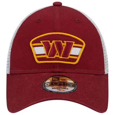 Shop New Era Burgundy/white Washington Commanders Logo Patch Trucker 9forty Snapback Hat