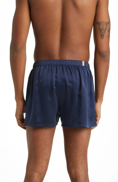 Shop Lunya Washable Silk Boxer Shorts In Deep Blue