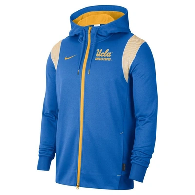 Shop Nike Blue Ucla Bruins 2022 Sideline Lockup Performance Full-zip Hoodie Jacket
