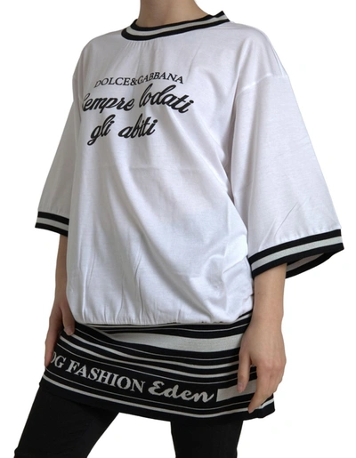 Dolce & Gabbana Elegant White Cotton Crew Neck Women's Tee In White