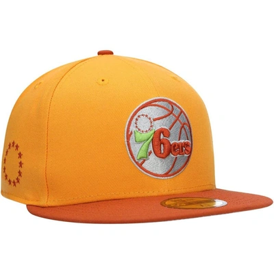 Shop New Era Gold/rust Philadelphia 76ers 59fifty Fitted Hat