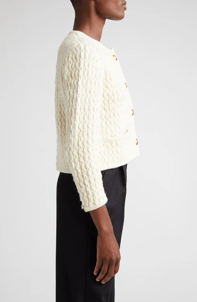 Shop Nili Lotan Bridget Wool Knit Jacket In Ivory