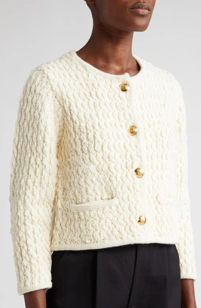 Shop Nili Lotan Bridget Wool Knit Jacket In Ivory