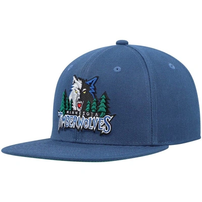 Shop Mitchell & Ness Blue Minnesota Timberwolves Hardwood Classics Team Ground 2.0 Snapback Hat