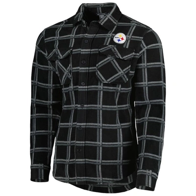 Shop Antigua Black Pittsburgh Steelers Industry Flannel Button-up Shirt Jacket