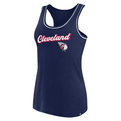 Shop Fanatics Branded Navy Cleveland Guardians Wordmark Logo Racerback Tank Top