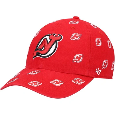 Shop 47 ' Red New Jersey Devils Confetti Clean Up Logo Adjustable Hat