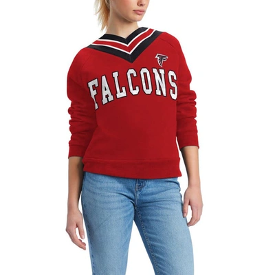 Shop Tommy Hilfiger Red Atlanta Falcons Heidi V-neck Pullover Sweatshirt